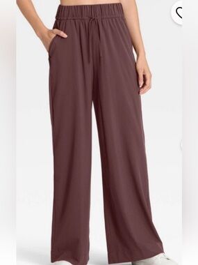 All In Motion Woven High Rise Wide-Leg Drawstring Pants Brown Sz S | NWT